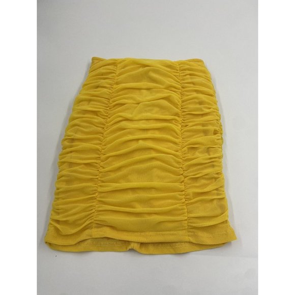 Fashion Nova Women Small Yellow Mini Skirt Gathered Party Going Out Fancy Skirt - Picture 1 of 14